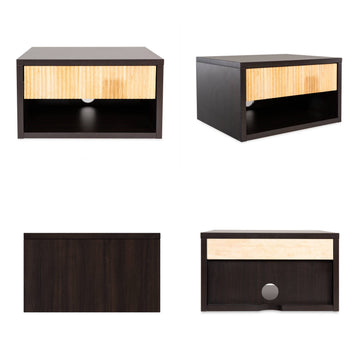 Elise 15.71" Classic Contemporary Floating Wall Mounted Nightstand with Soft-Close Tambour Drawer and Cable Hole